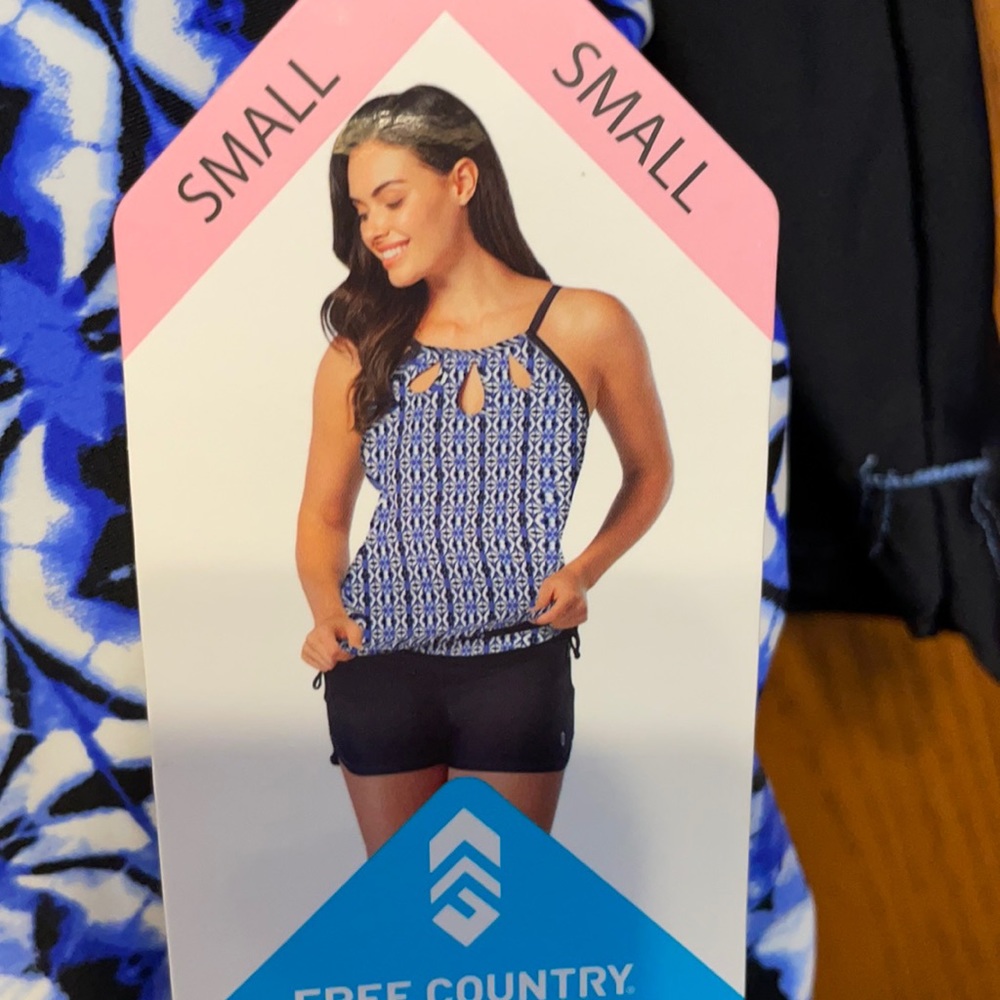 Free Country Women Small Peri Mist/Black Swim Set